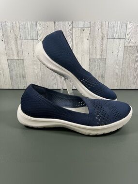 Clarks Adella Moon Women's 7 Blue Slip On Comfort Shoes Cloud Steppers EUC